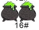 Pendientes de madera de Halloween para niños con formas de fantasma, dulces, calabaza, cesta, gato negro, calavera, polilla, cabeza de alienígena y murciélago con diseño impreso