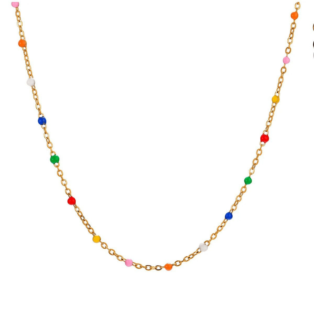 Dolce collana da donna in acciaio inossidabile placcato oro 18 carati con perline geometriche rotonde