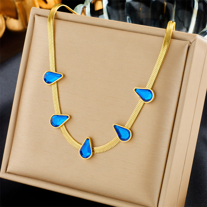 Minimalist Vintage-Inspired Heart and Butterfly Pendant Necklace with Rhinestone Inlay in Stainless Steel on Adjustable Chain