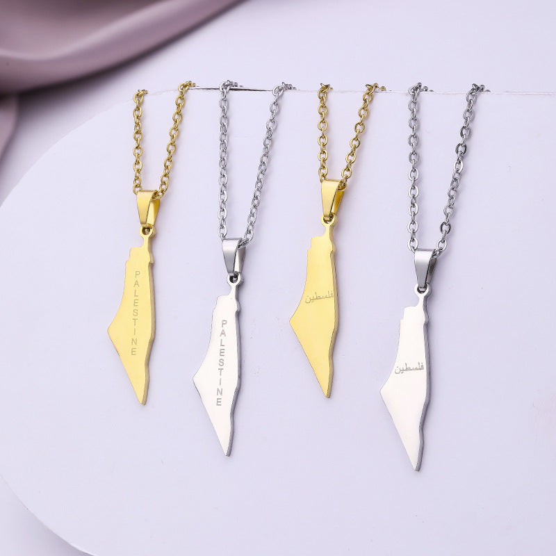 Collar con colgante de letra geométrica para mujer y hombre en acero inoxidable con dije de acero de titanio y acabado galvanizado
