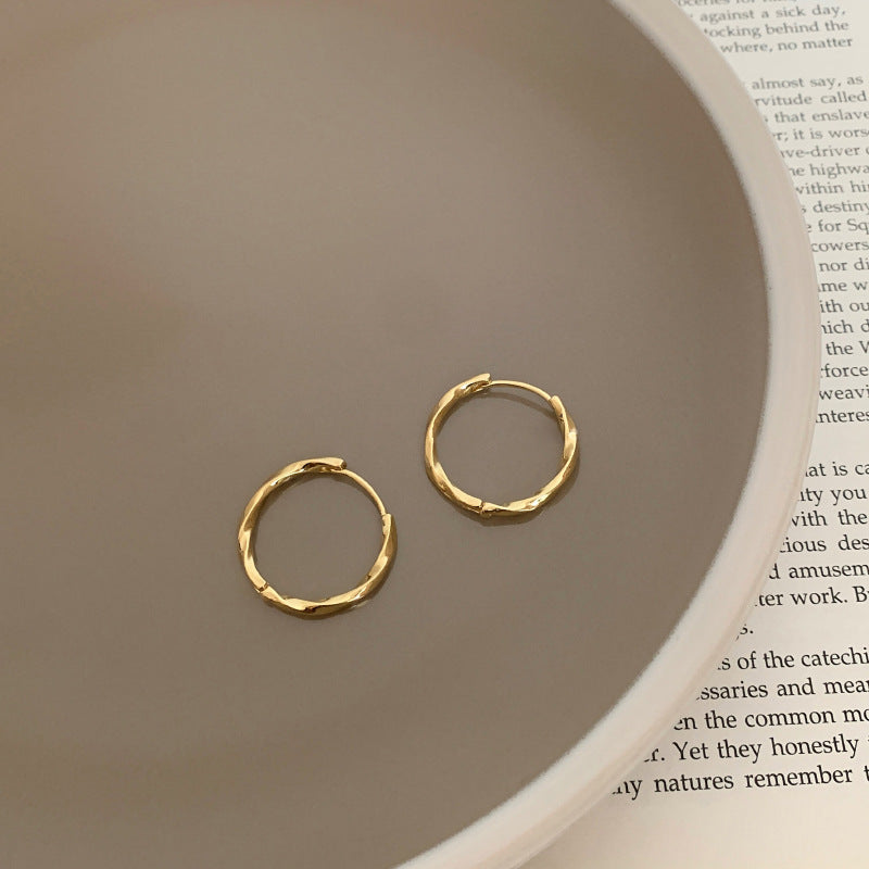 Orecchini a Cerchio Minimalisti Geometrici da Donna in Rame Placcato Oro, Orecchini Semplici a Perno Rotondi