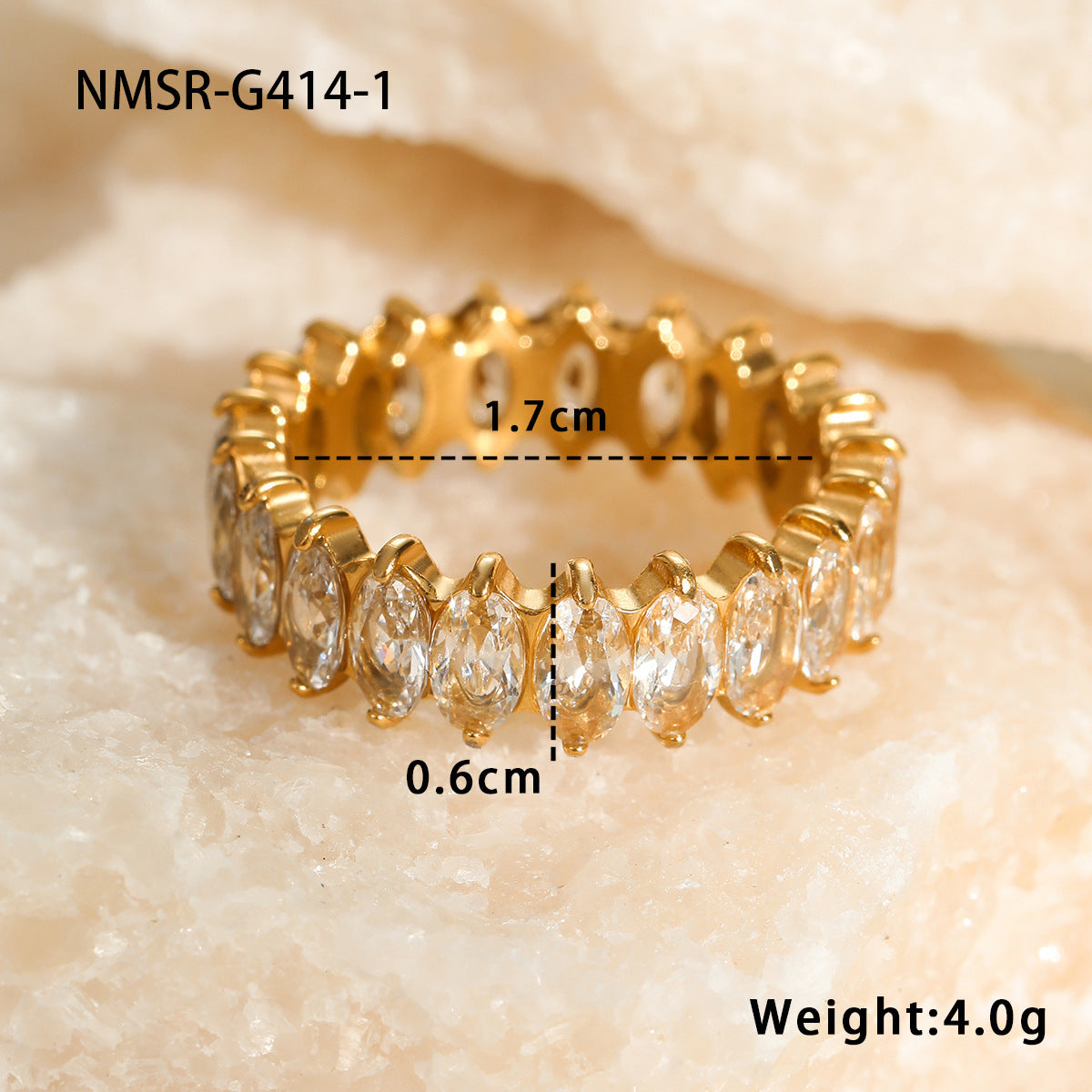 Anillo Minimalista Geométrico de Acero Inoxidable con Incrustaciones de Circonita para Mujer, Acabado Chapado, Joyería de Uso Diario a la Moda