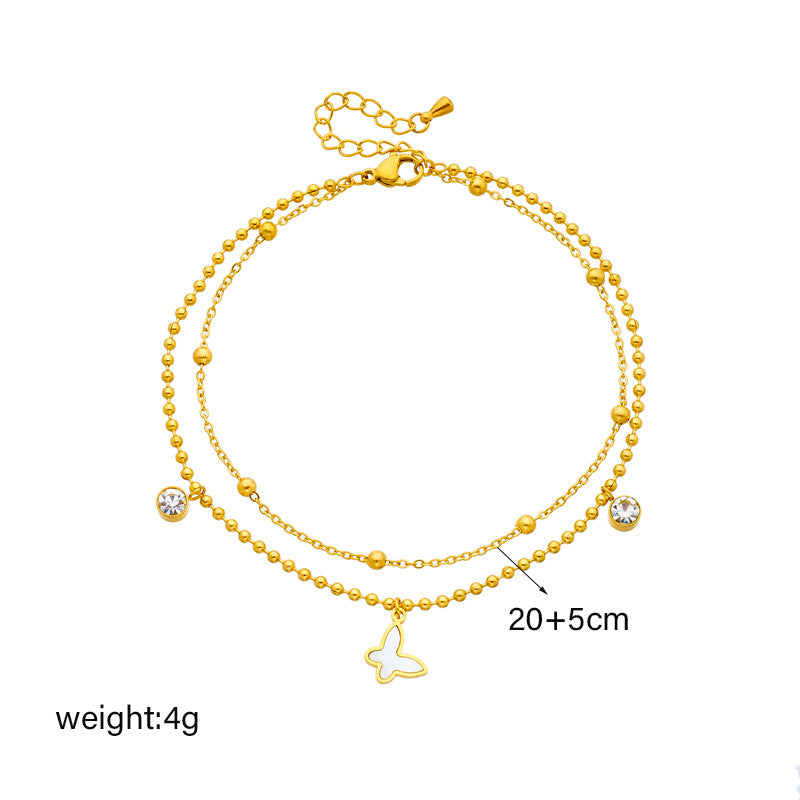 Cavigliera Vintage da Donna in Acciaio al Titanio a Forma di Farfalla con Strass