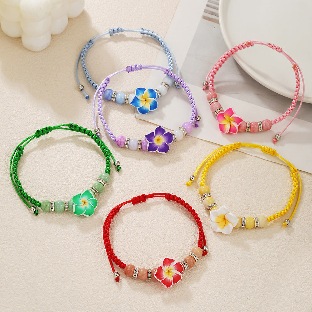 Sweet Minimalist Floral Resin Handmade Bracelet Adjustable Cord