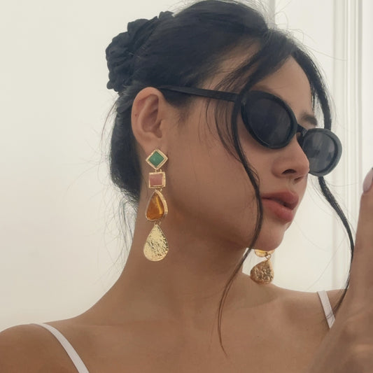 Pendientes de resina con baño geométrico de moda para mujer