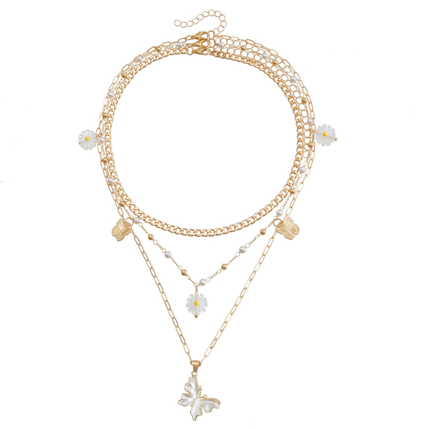 Bohemian Style Enamel Butterfly Pendant Clavicle Necklace for Women with Alloy Construction and Plated Finish
