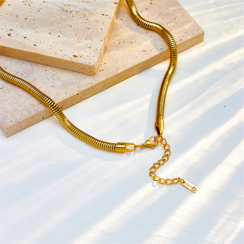 Minimalist Geometric Heavy-Duty Titanium Steel Cuban Link Necklace for Women