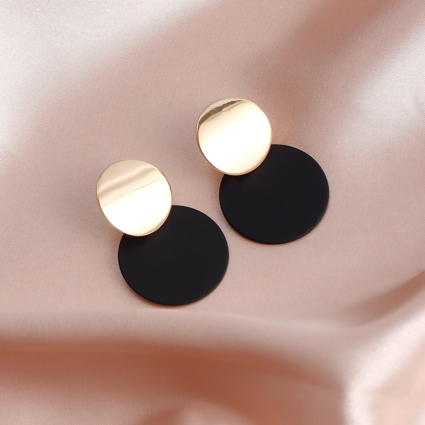 Geometric Minimalist Metal Stud Earrings with Enamel Finish for Women