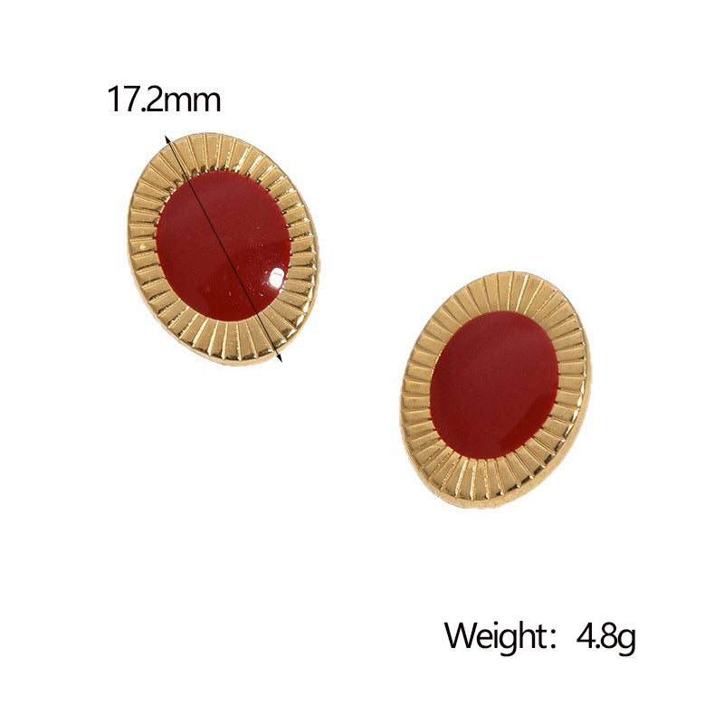 Vintage Lightweight 18K Gold Plated Geometric Stainless Steel Drop Oil Earrings for Women
