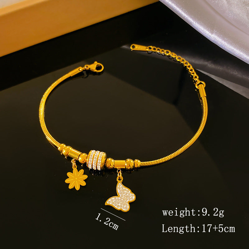 Luxury Geometric Titanium Steel 18K Gold Plated Bracelet for Women