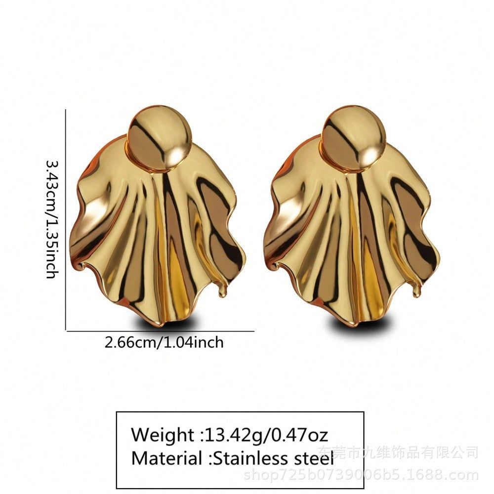 Elegant Round Geometric Stainless Steel Stud Earrings for Women