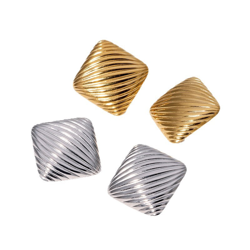 Elegant 18K Gold Plated Square Geometric Stainless Steel Earrings for Women