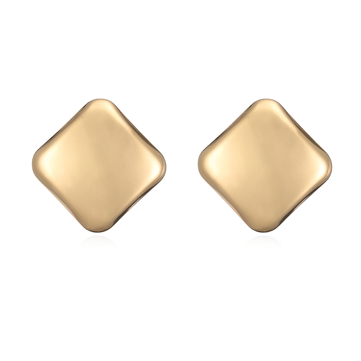 Minimalist 18K Gold Plated Square Geometric Brass Stud Earrings