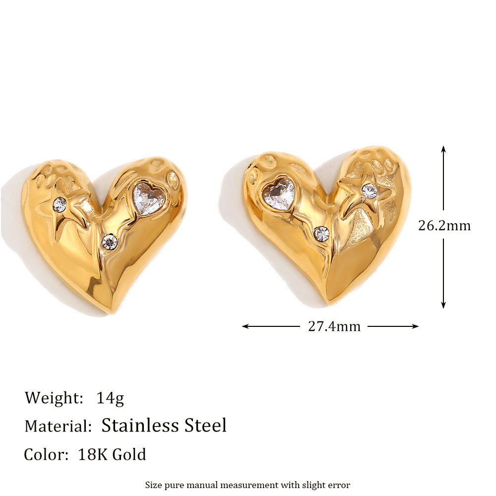 Orecchini a perno geometrici irregolari da donna in stile francese vintage, realizzati in acciaio inossidabile con placcatura in oro 18 carati