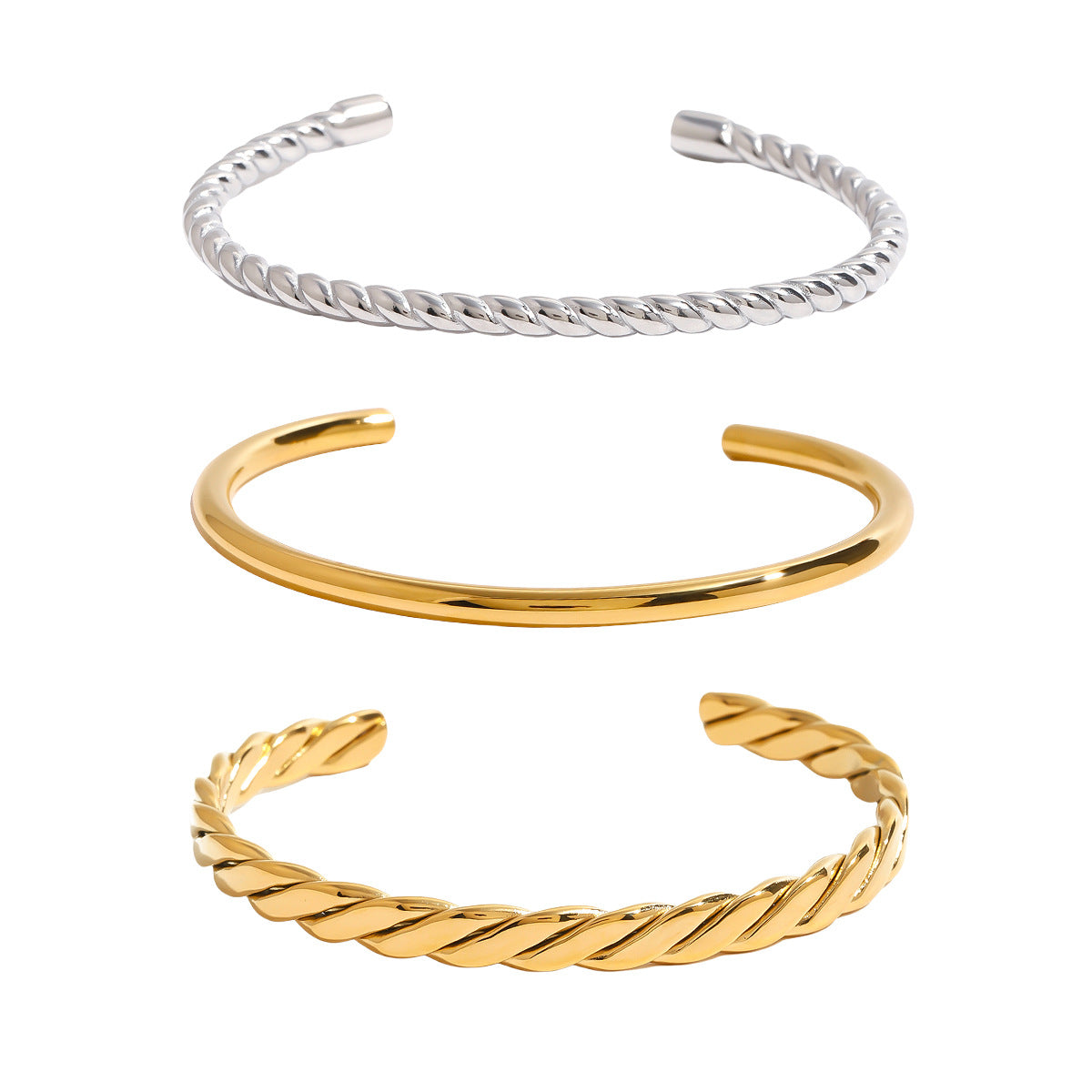18K Gold Plated Geometric Titanium Steel Stainless Steel Bracelet