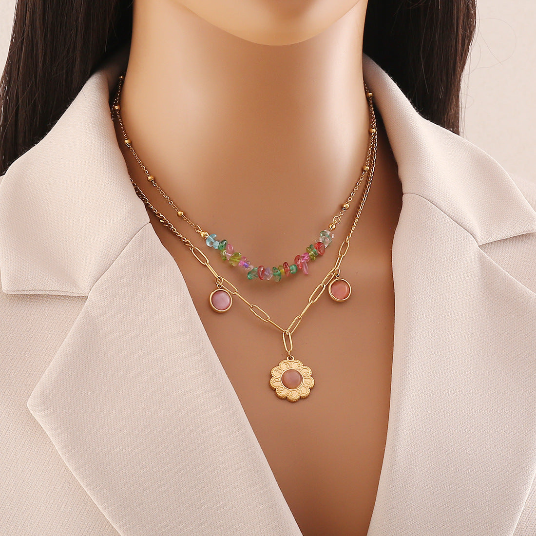 Fashion Butterfly Pendant Necklace in Stainless Steel with Plated Finish for Women