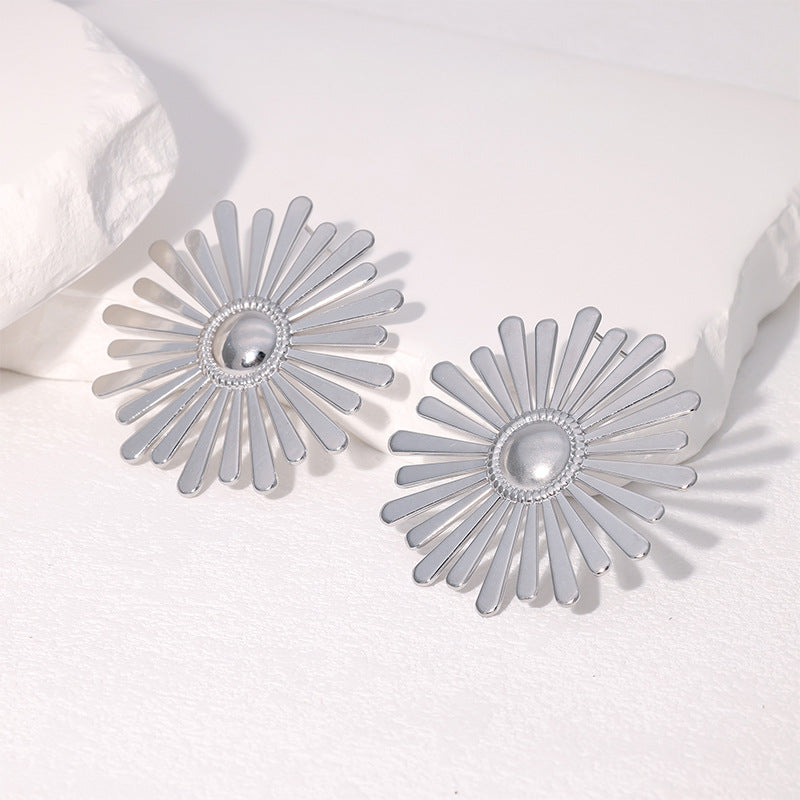 Orecchini a perno da donna in acciaio inossidabile vintage, minimalisti, floreali, a foglia con finitura placcata