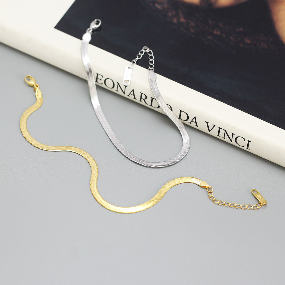 925 Sterling Silver Geometric Snake Chain Bracelet