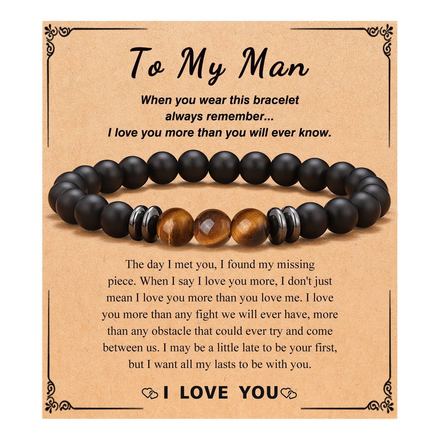 Men's Hand-woven Matte Tiger's Eye Geometric Bracelet with Magnetic Spacer