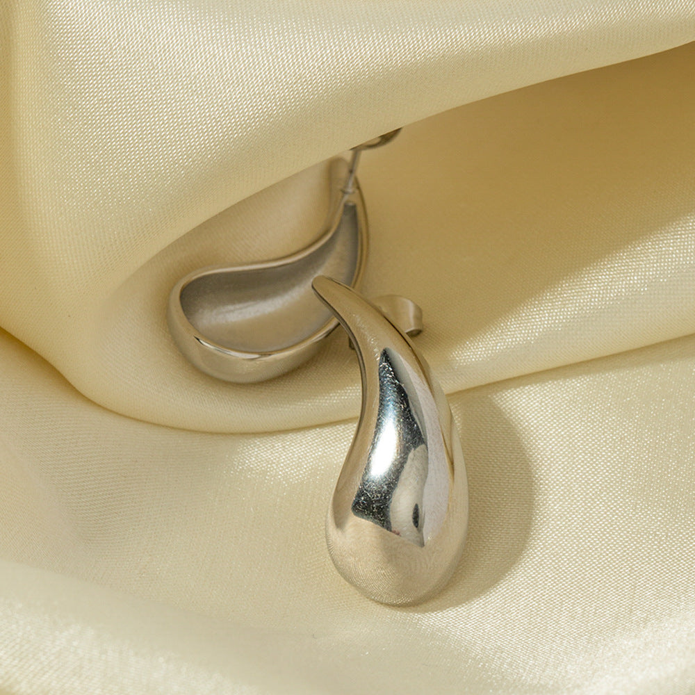 Minimalist Geometric Teardrop Stainless Steel Earrings with Plating for Women