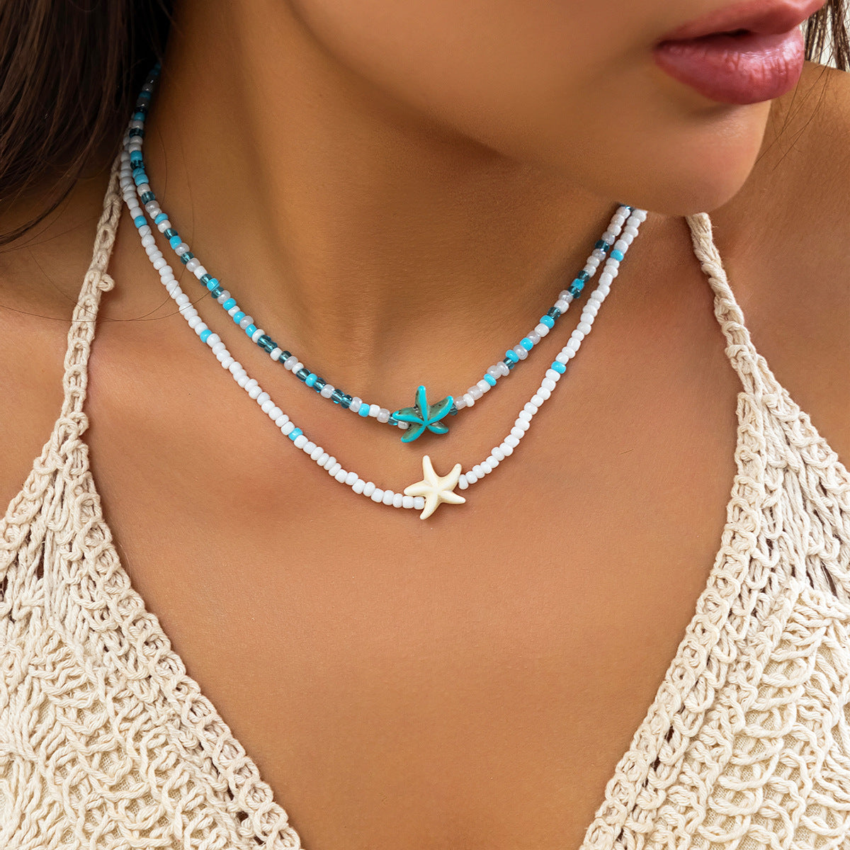 Collana in Acrilico a Forma di Stella Marina con Nappa per Donna, Stile Vacanziero