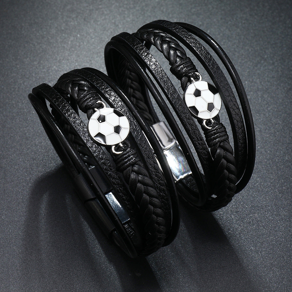 Bracciale personalizzato in pelle con geometrie e chiusura magnetica per uomo e donna