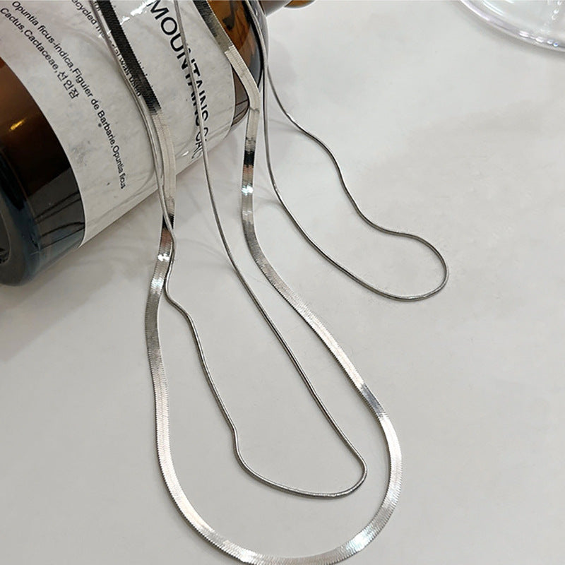 Collar Minimalista de Acero de Titanio en Forma de U para Mujer con Diseño de Cadena de Serpiente, Cadena de Clavícula en Capas Hipoalergénica