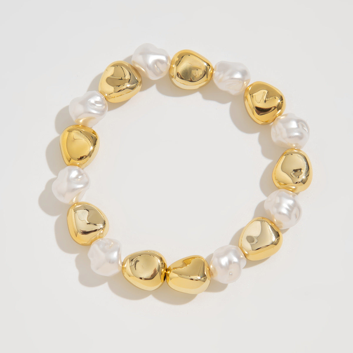 Minimalist Irregular Textured Alloy Bracelet for Women with Folded Wide Band and Electroplated Finish