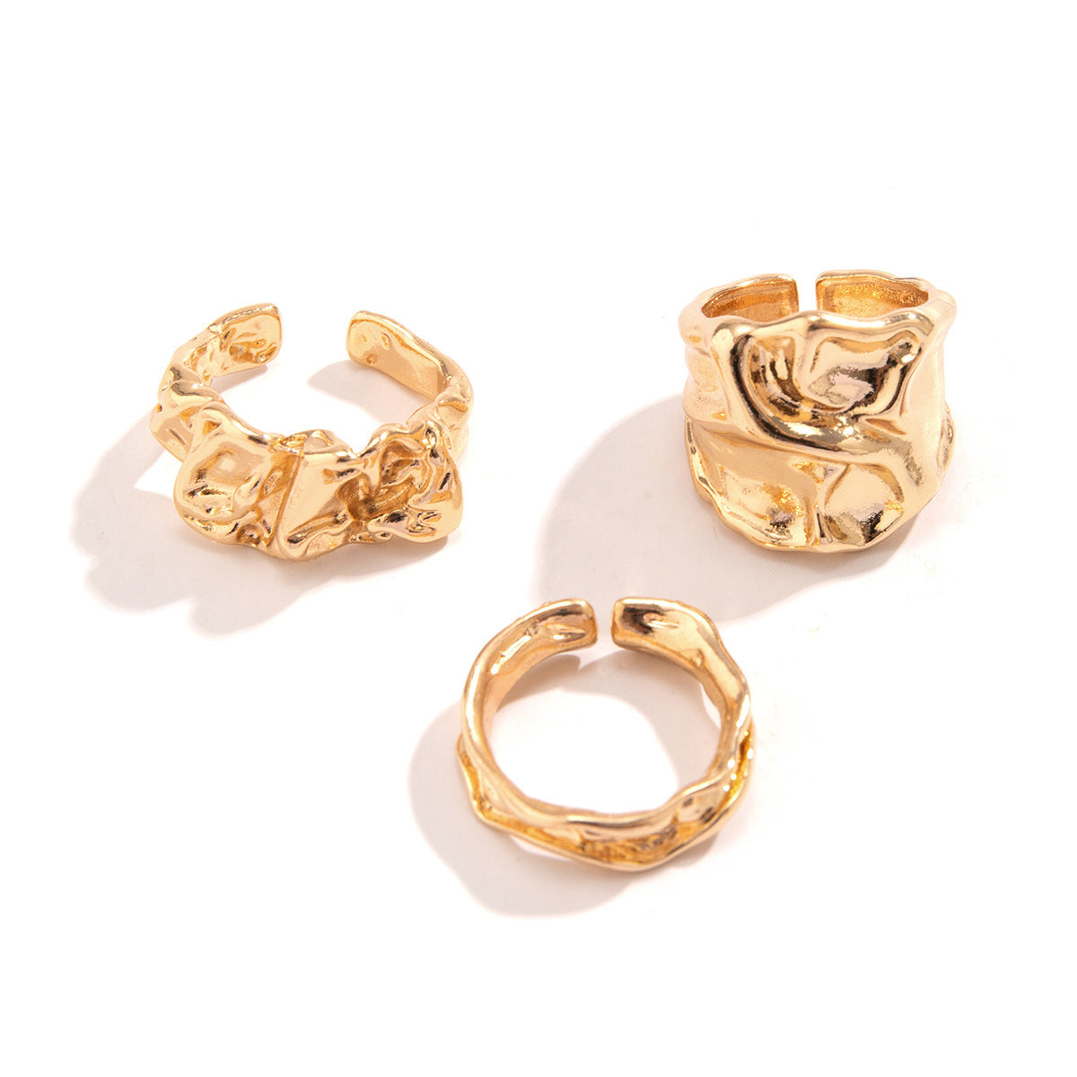 Geometric Smooth Plated Alloy Ring Set for Women