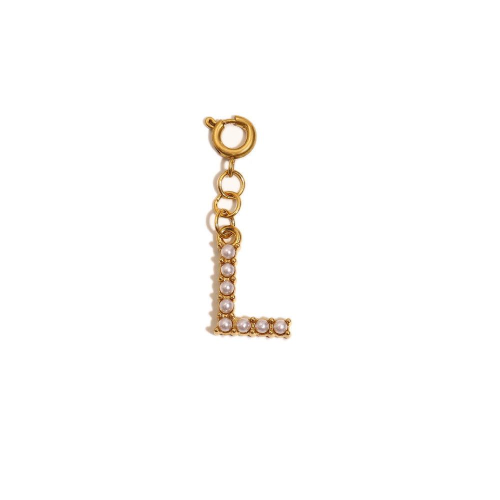 Barretta con Ciondolo a Lettera o Numero in Acciaio Inossidabile Placcato Oro 18K Minimalista da Donna