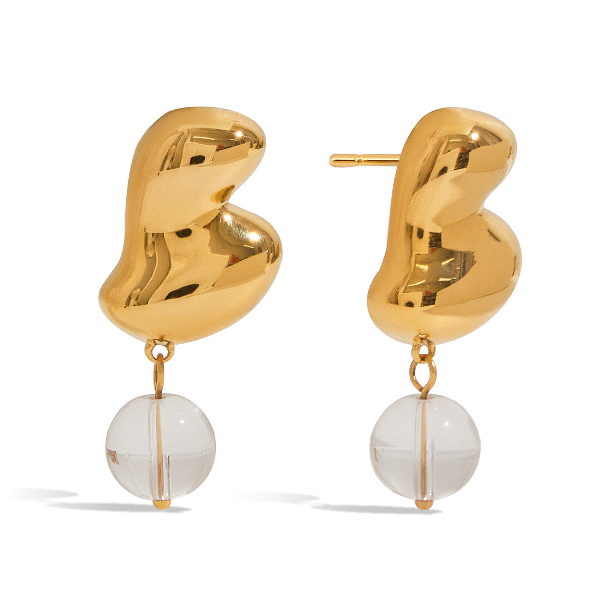 Orecchini da donna geometrici minimalisti in acciaio inossidabile con placcatura in oro PVD sottovuoto