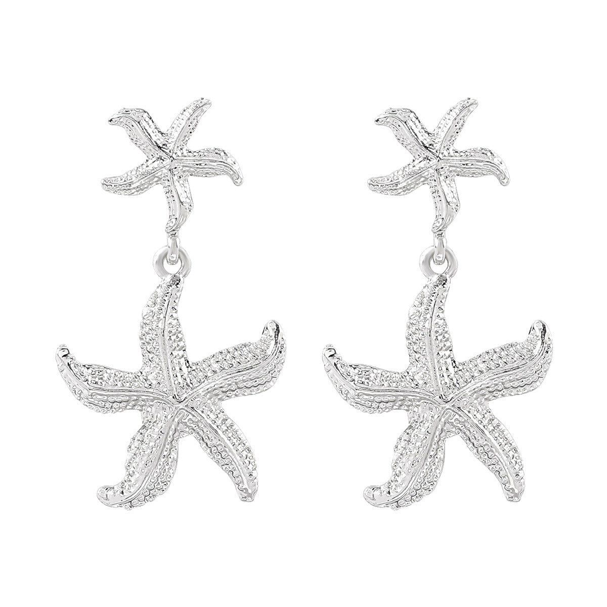 Pendientes Retro Minimalistas con Forma de Estrella de Mar de Aleación con Acabado Chapado para Mujer