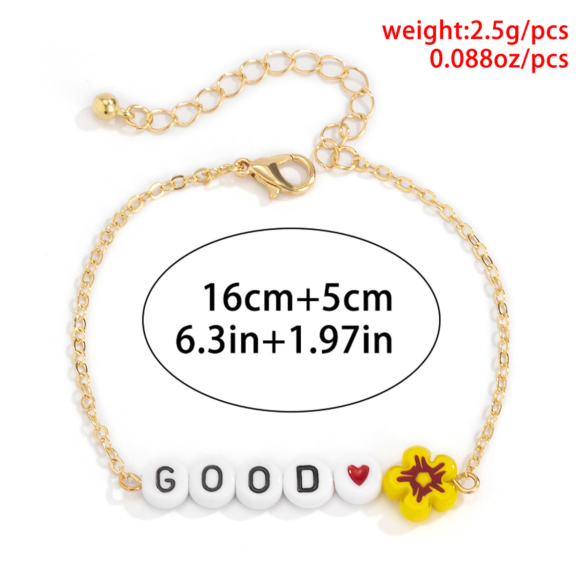 Minimalist Floral Acrylic Beaded Necklace and Bracelet Set with Curb Chain