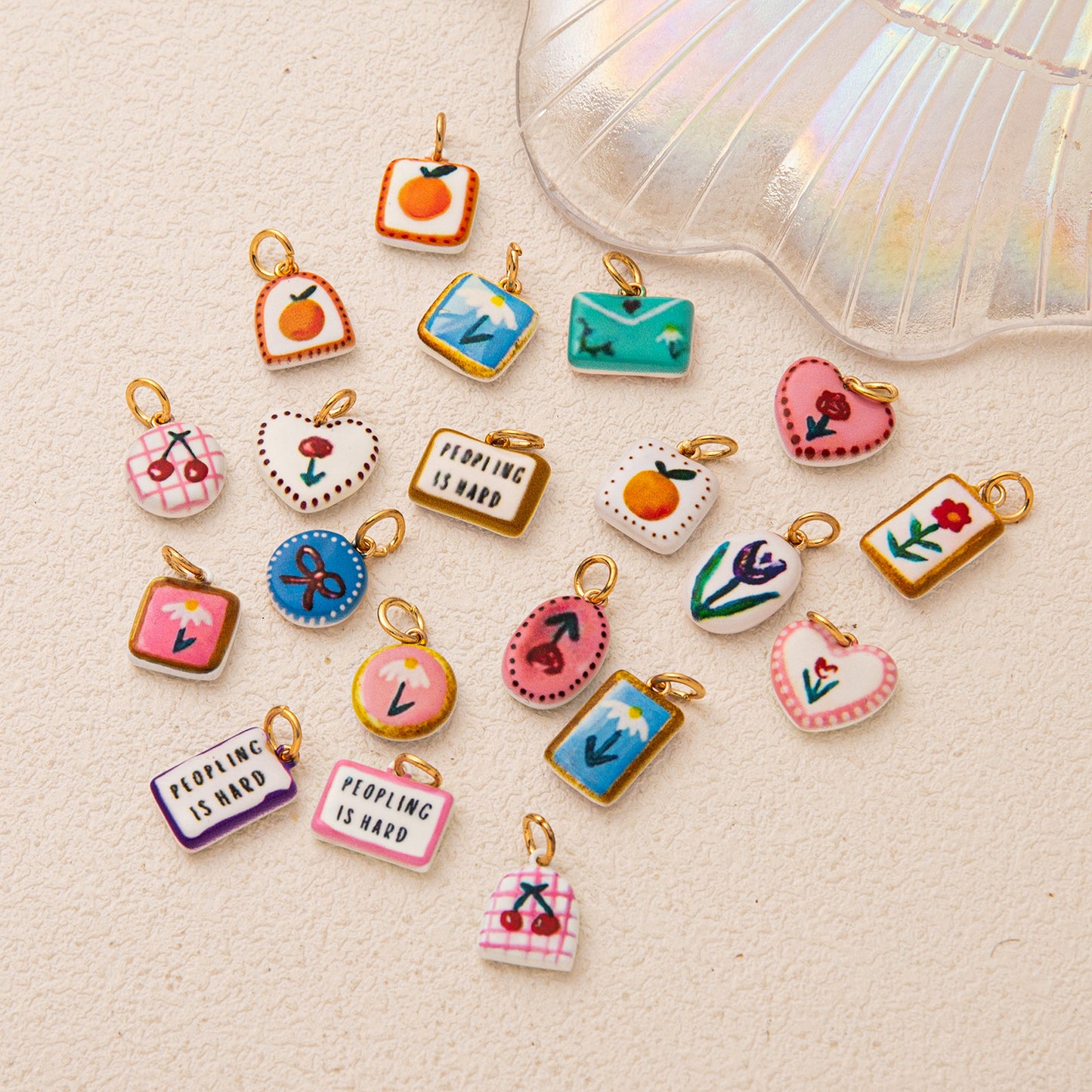 Fashion Plated Brass Floral Heart Letter Fruit Charm Bar DIY Accessories