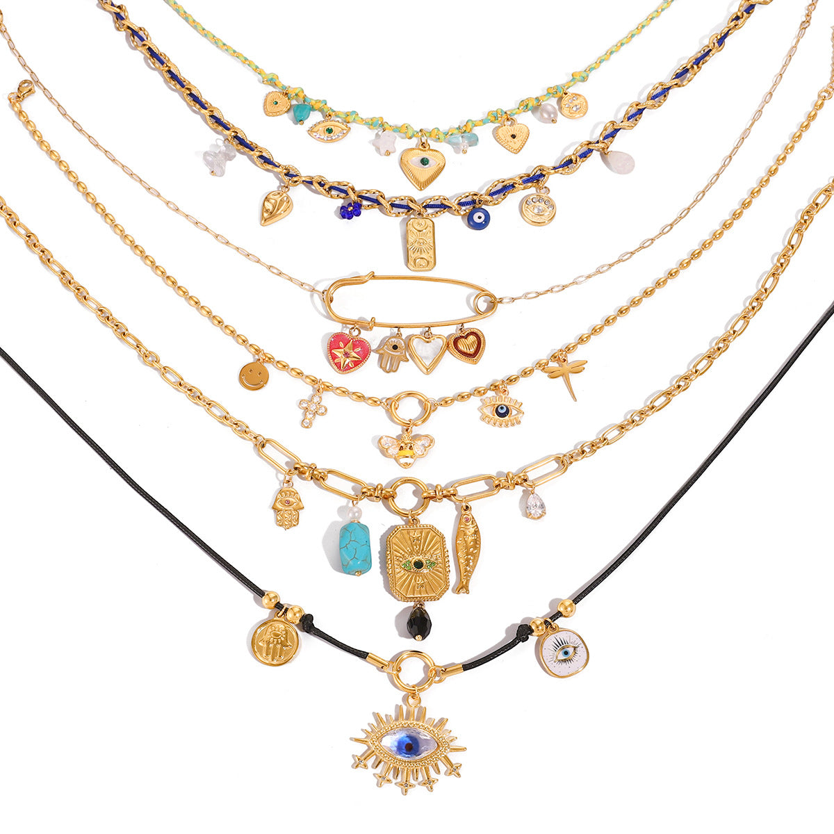 Collana con ciondolo geometrico minimalista in acciaio al titanio con finitura placcata da donna, catena maglione lusso leggero