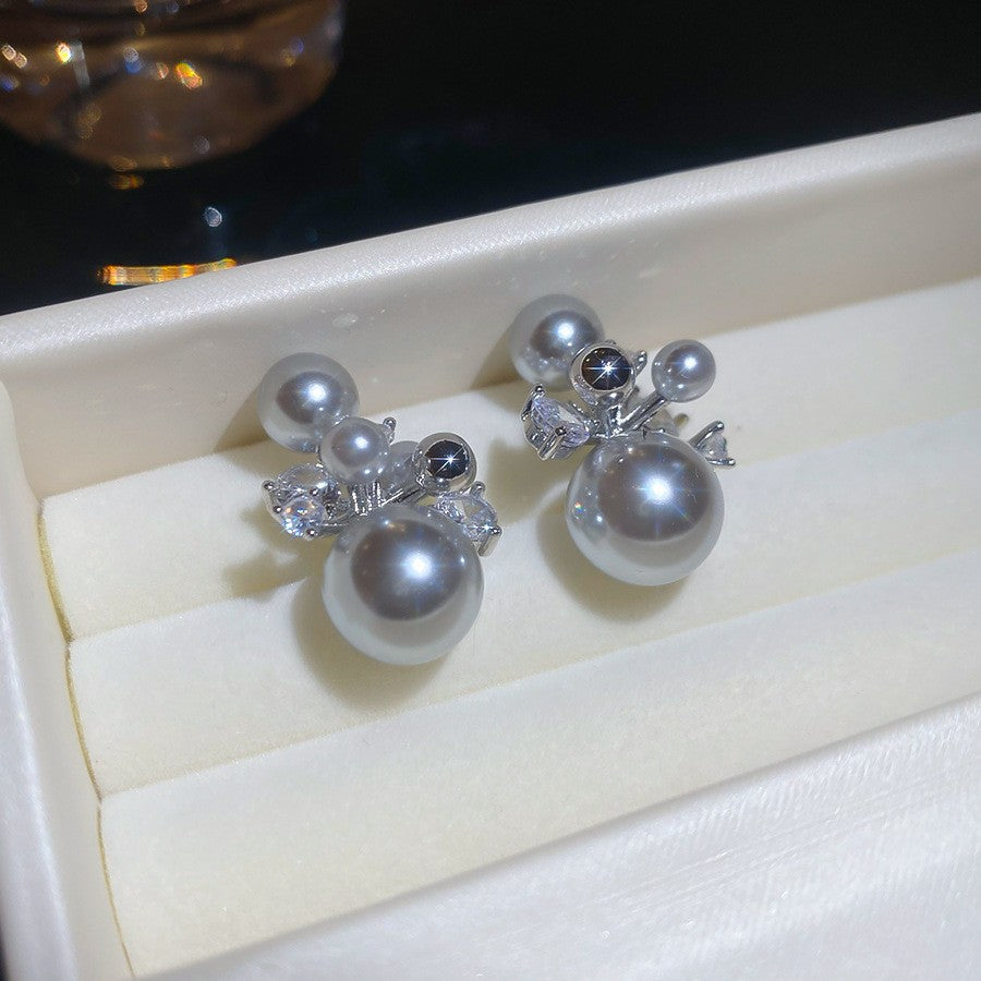 Orecchini a perno con perle stile vintage francese elegante con perni in acciaio placcato per donna, uso quotidiano, design rotondo geometrico minimalista, look di lusso