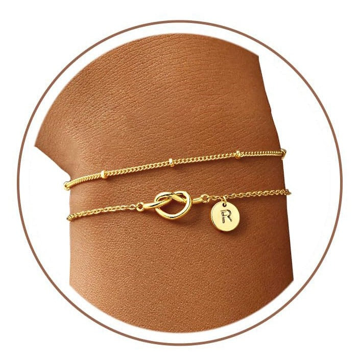 Fashion Layered Stainless Steel Letter Bracelet for Women