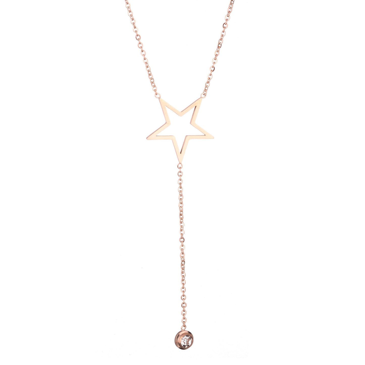 Collana da donna minimalista con intarsio di strass, in acciaio al titanio, con design geometrico