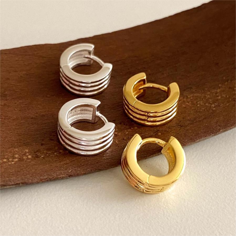 Minimalist Geometric Silver Stud Earrings in 925 Sterling Silver with Plated Finish