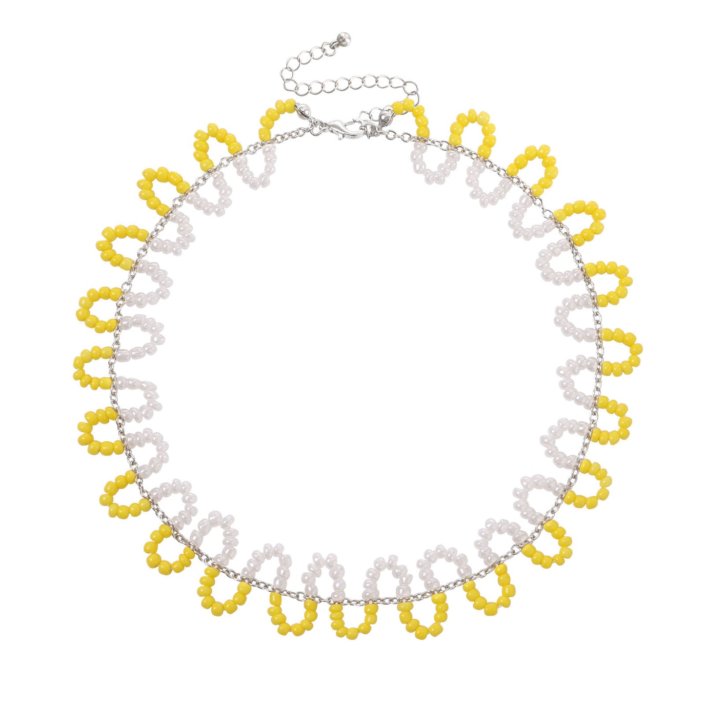 Bohemian Colorful Seed Bead S-Shaped Necklace with Geometric Pendant in Alloy Plated Finish