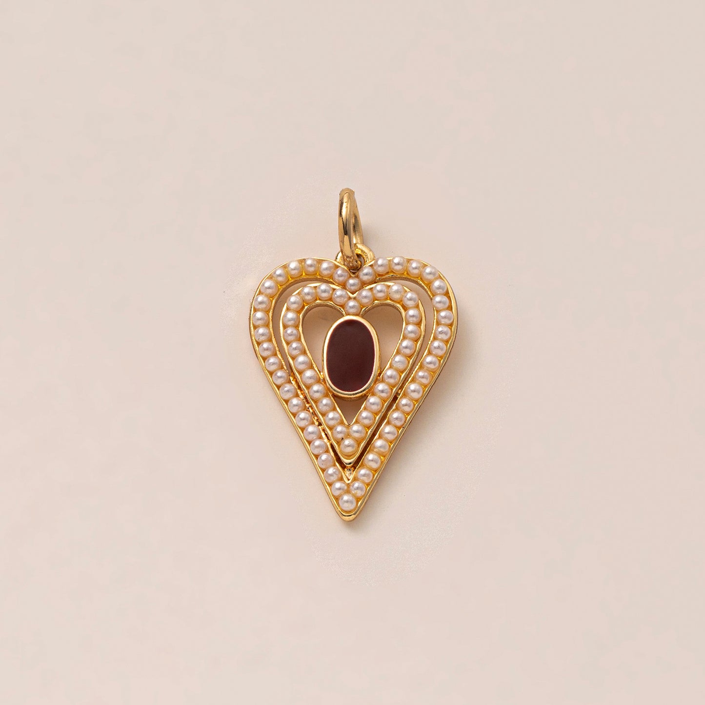 Elegant 14K Gold Plated Brass Heart Moon Cubic Zirconia Pendant Charm Bar