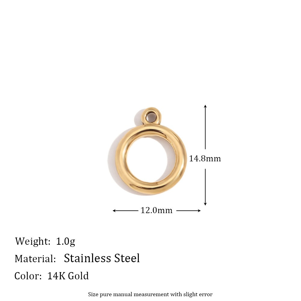 Minimalist Geometric Pendant with 14K Gold Plated Stainless Steel Round Heart Shape and Greek Key Pattern for DIY Jewelry Making