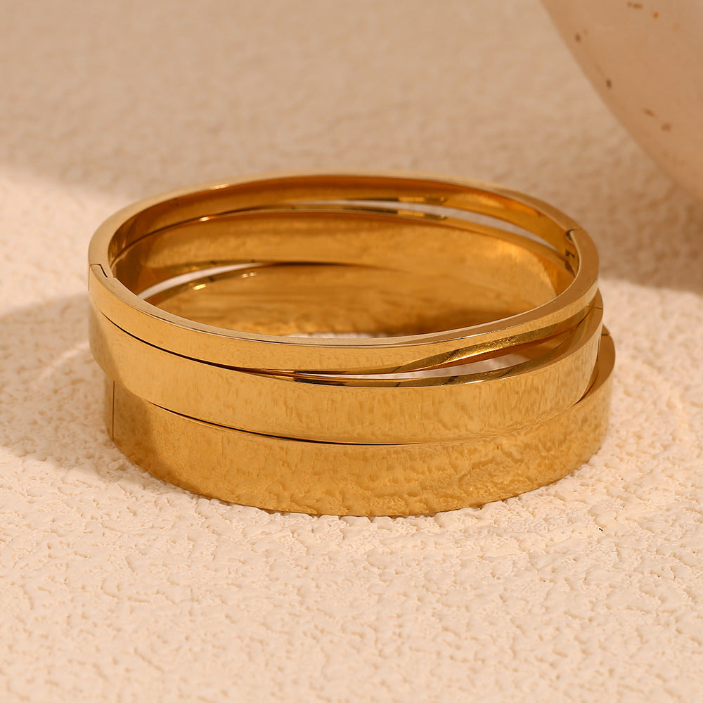 Bracciale da donna placcato oro 18 carati in acciaio inossidabile geometrico minimalista