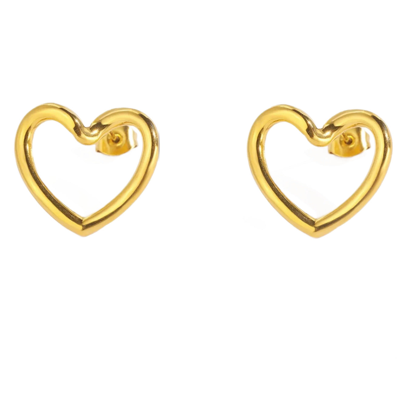 Orecchini a perno da donna in acciaio inossidabile placcato, a forma di cuore geometrico vintage