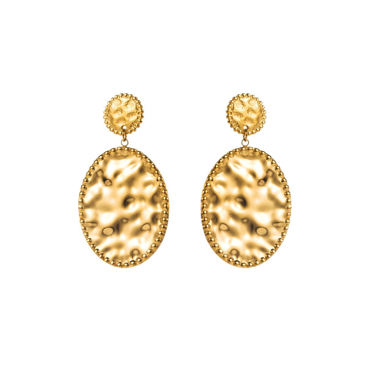 Vintage French Minimalist Geometric Stainless Steel Earrings for Women with Plated Finish and Bold Statement Design