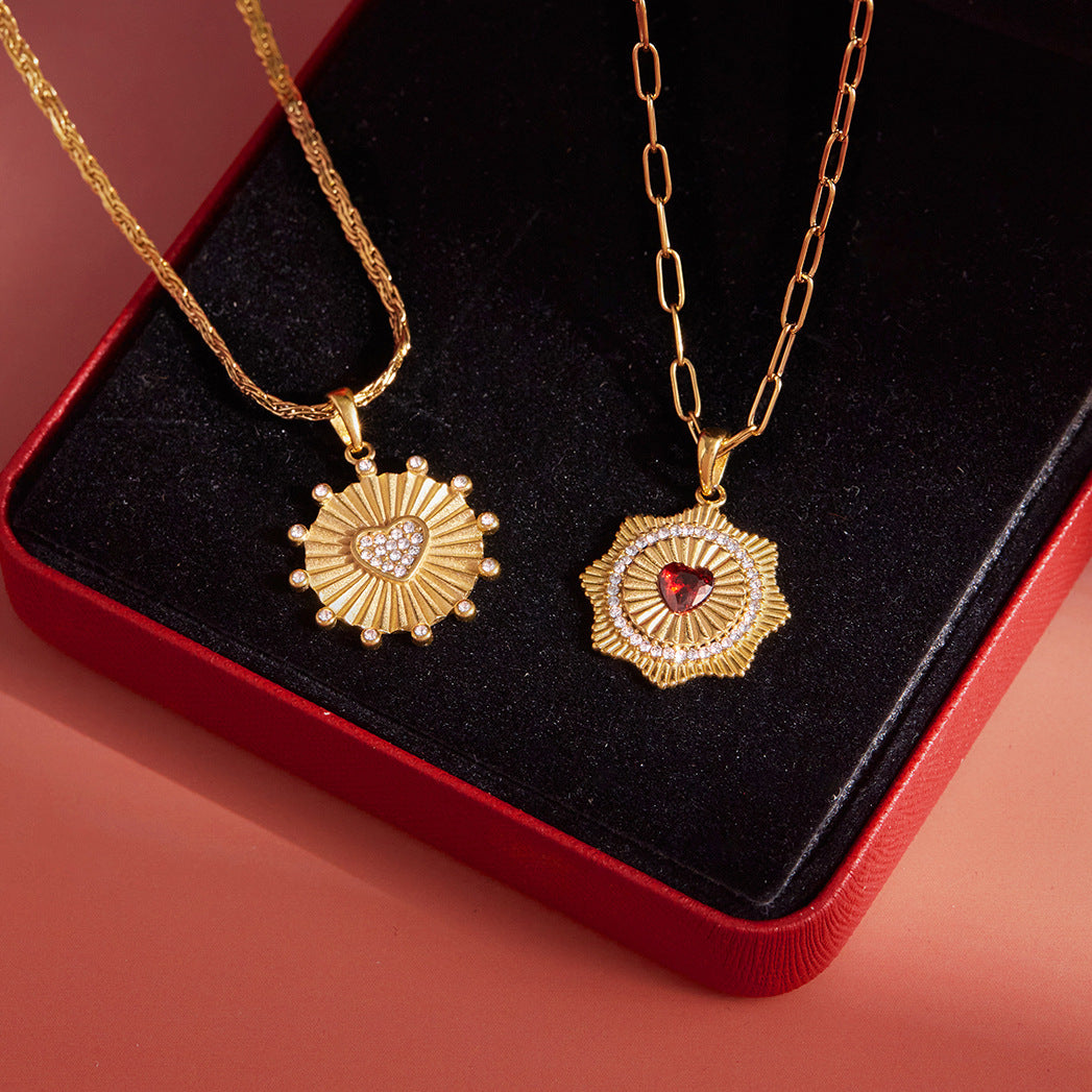 Collana Minimalista in Acciaio Inossidabile a Forma di Cuore con Placcatura in Oro Sottovuoto PVD da Donna Ciondolo Catena Gioielli