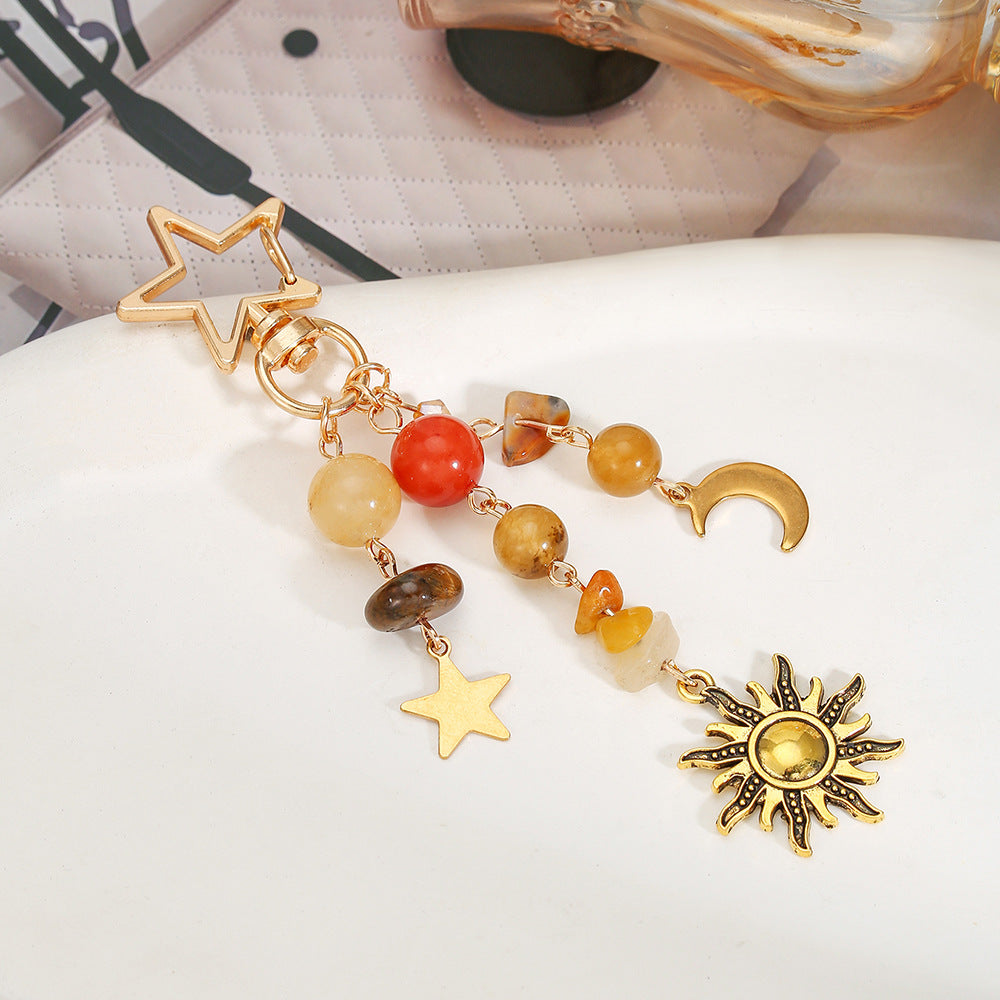 Sweet Minimalist Geometric Star Moon Zinc Alloy Keychain Bag Charm