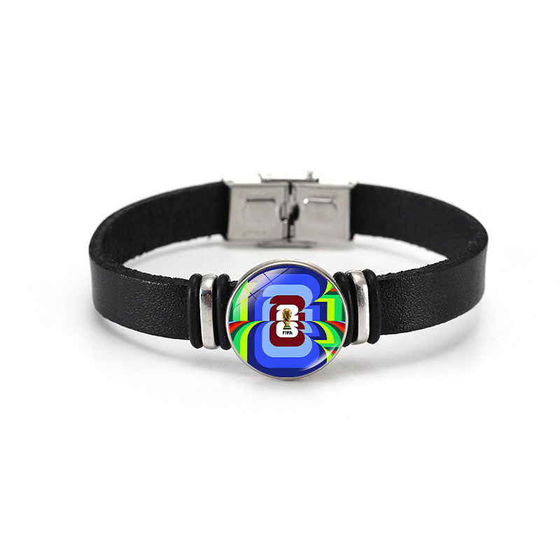 Geometric Plated Leather Bracelet Unisex Fashion Bangle