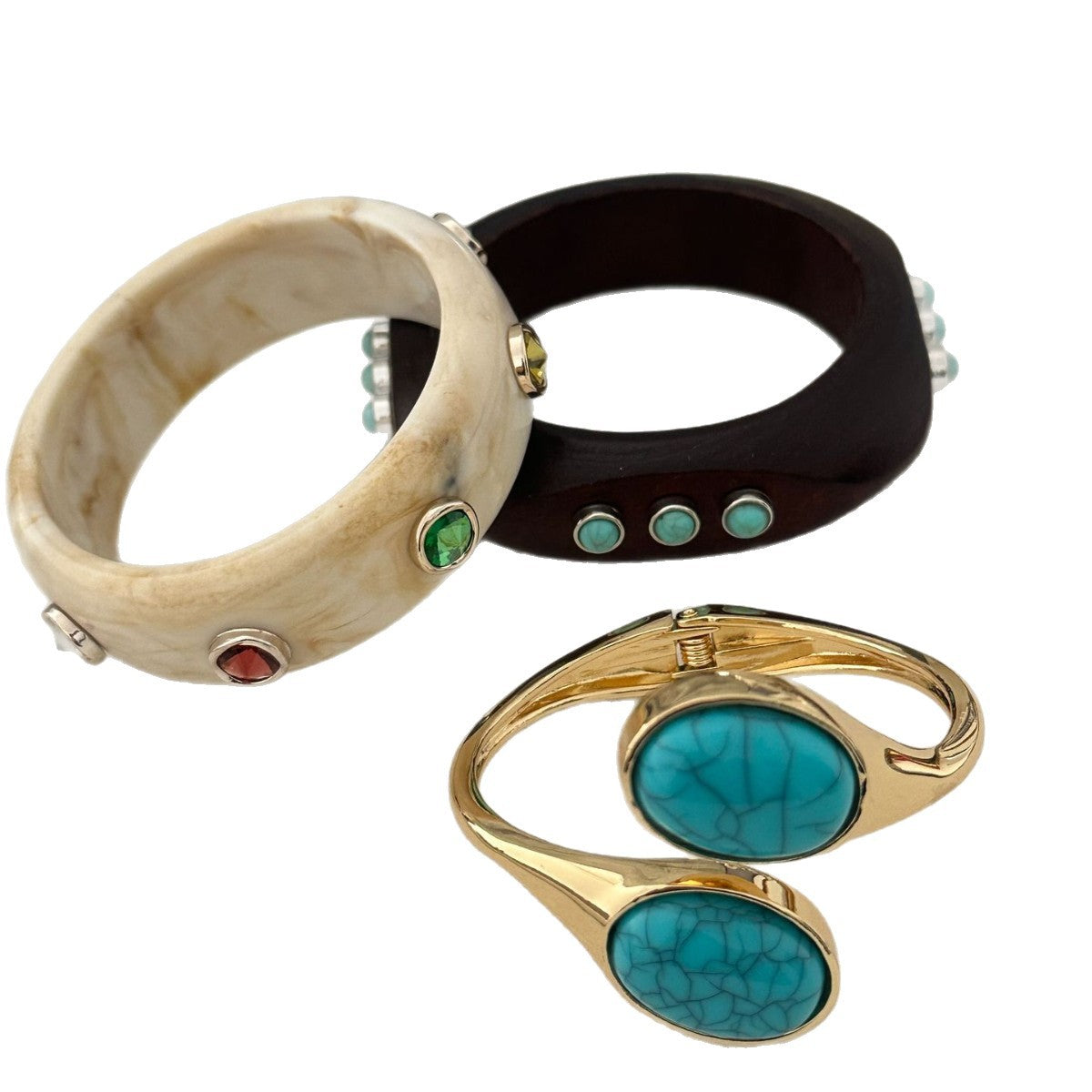 Vintage Minimalist Geometric Resin Gemstone Cuff Bracelet