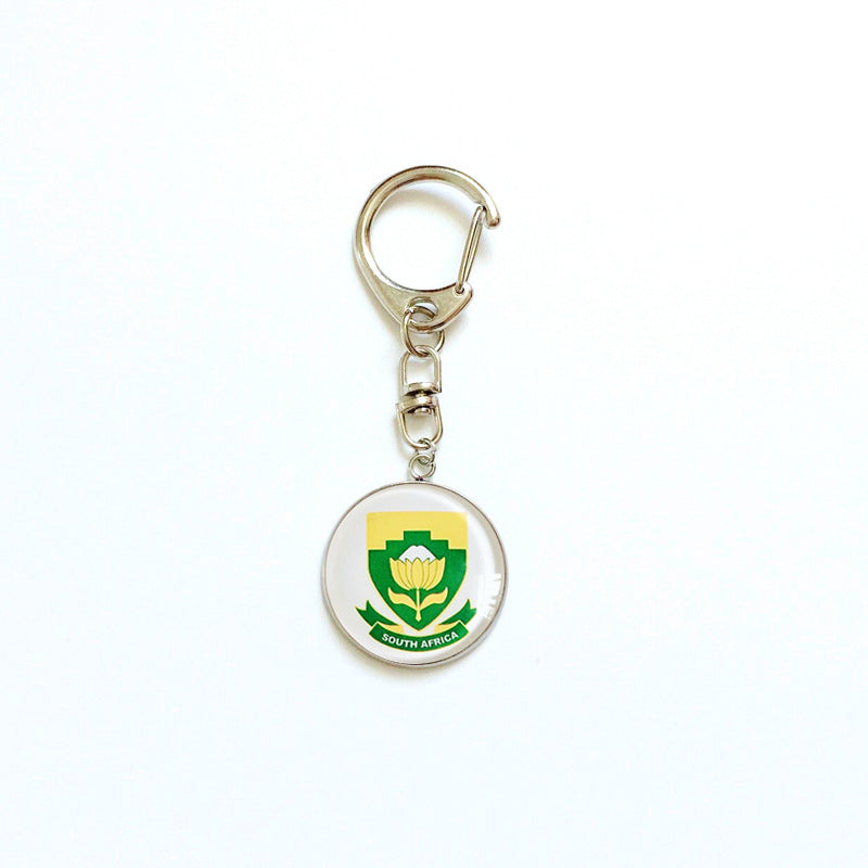 Sporty Round Stainless Steel Keychain National Football Team Souvenir Gift
